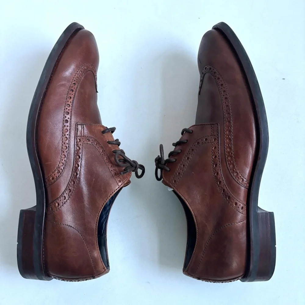 Cole Haan Watson Brown Wingtip Oxford Dress Shoes Leather Size 10.5 Medium